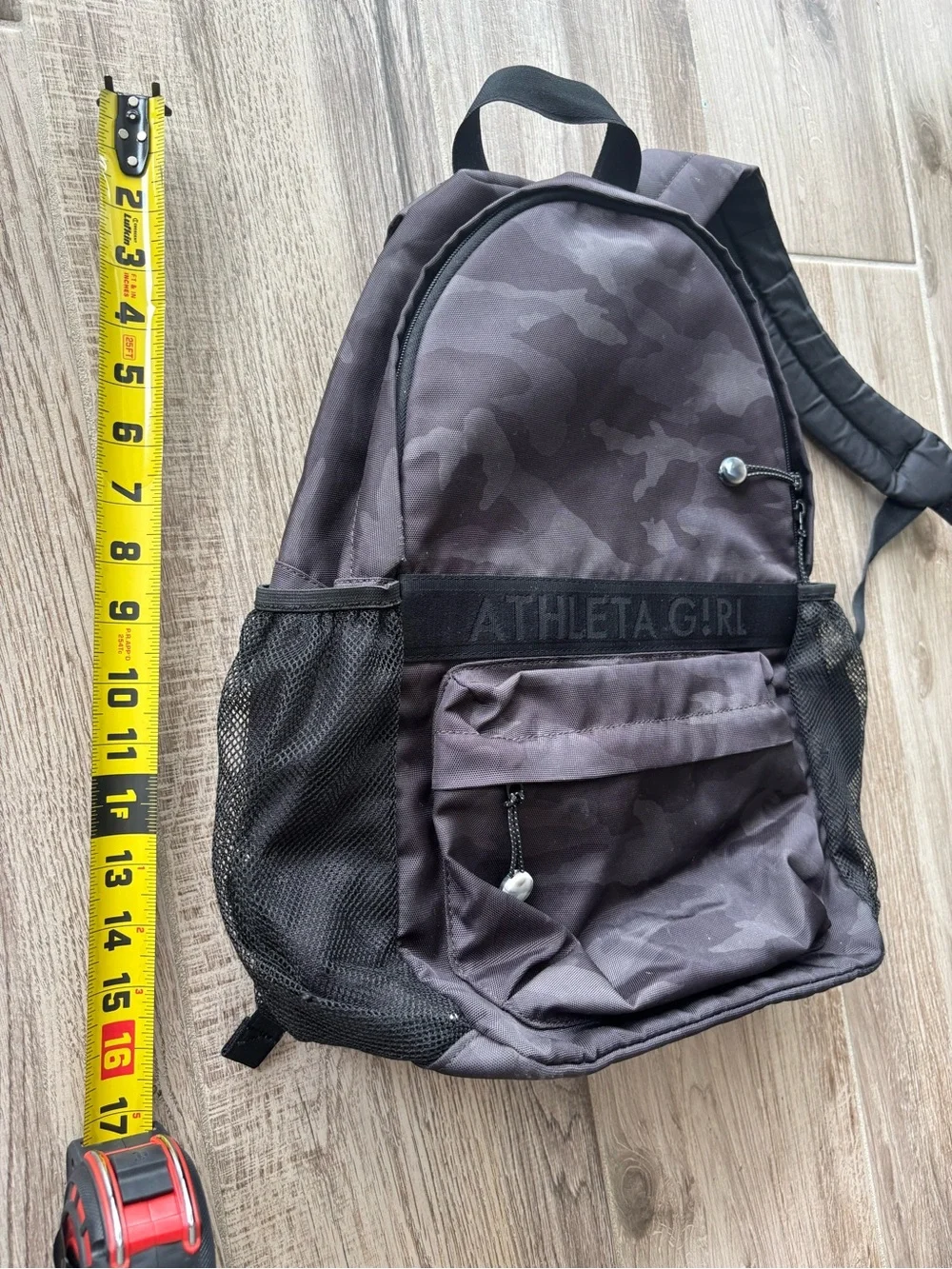 Athleta Black Interior Backpack Lining with 'POWERFUL' Trim. Great condition
